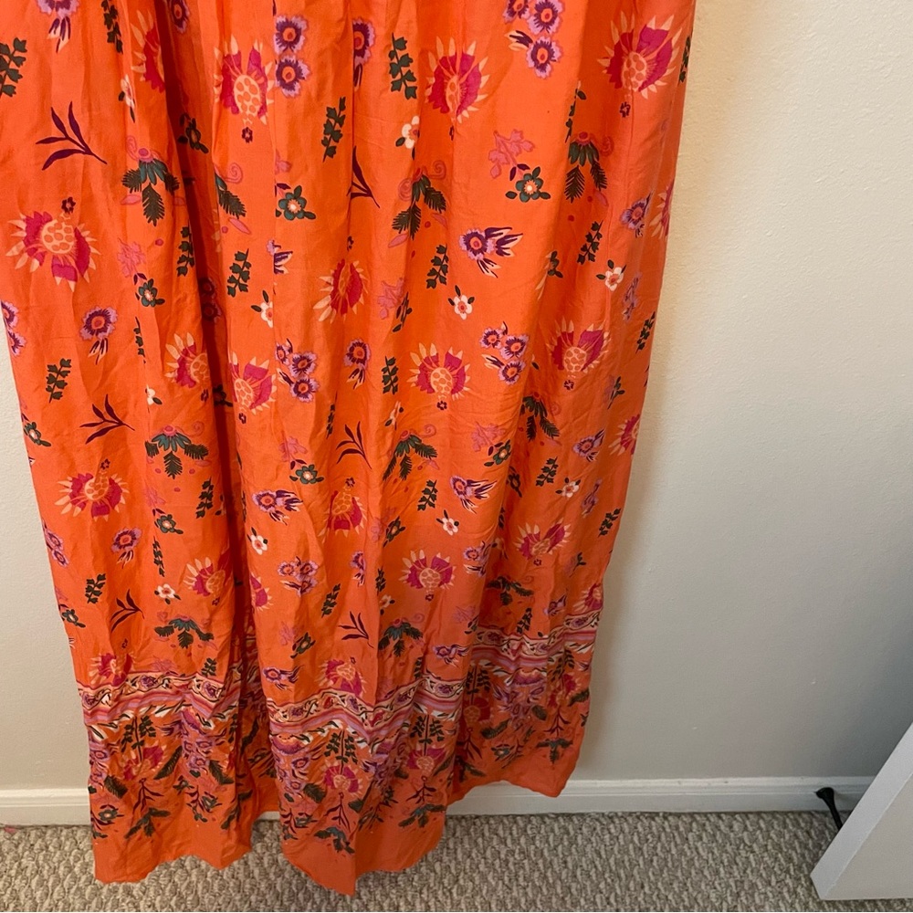 Anthropologie Orange Floral Maxi Dress - Picture 6 of 10